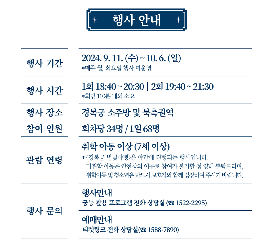 2024년 경복궁 별빛야행 하반기-행사안내