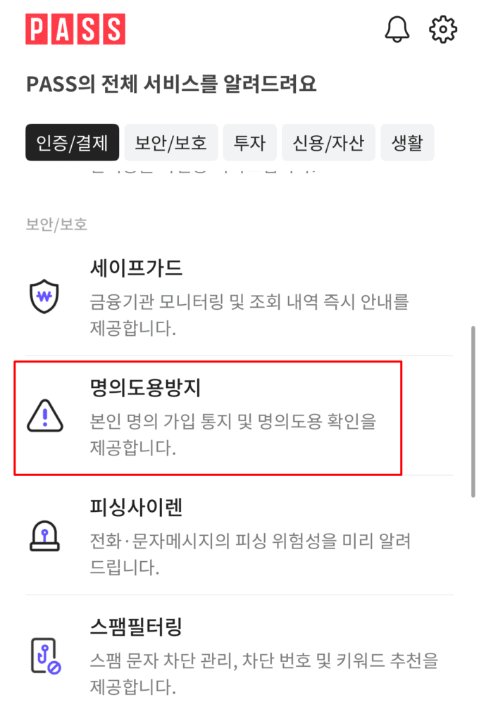 PASS-명의도용방지